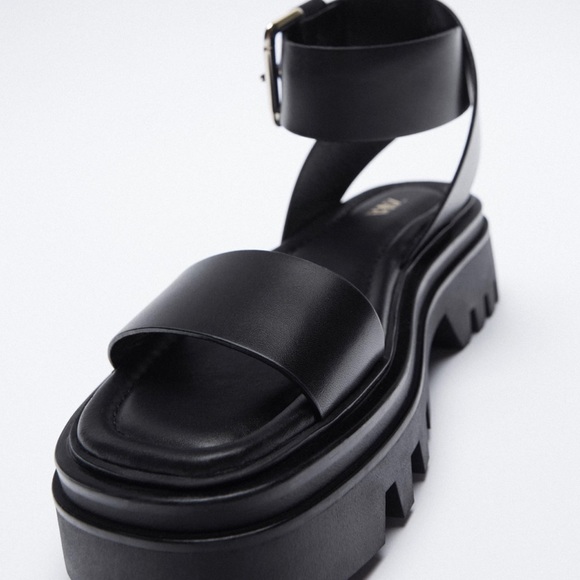 NWOT Zara Lug Sole Leather sandals - Picture 3 of 8